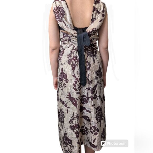 Dries Von Noten mocha brown floral size 38 runaway dress - Picture 3 of 9